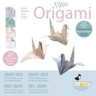 Faltpapier Origami Funny Kranich 15x15
