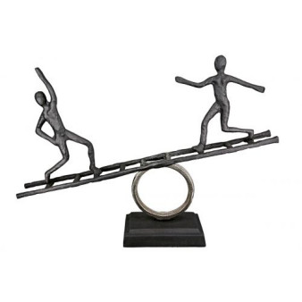 Skulptur Männer auf Leiter anthrazit