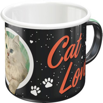 Tasse Cat Lover Black Enamel Mug, 8x8, 360ml