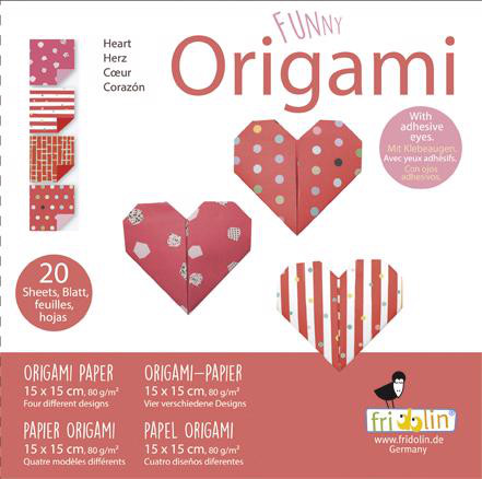 Faltpapier Origami Funny Herzen 15x15