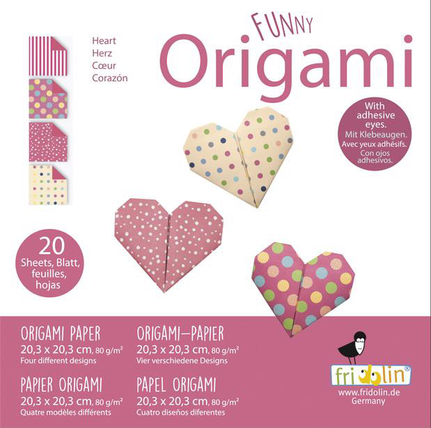 Faltpapier Origami Herzen 20x20