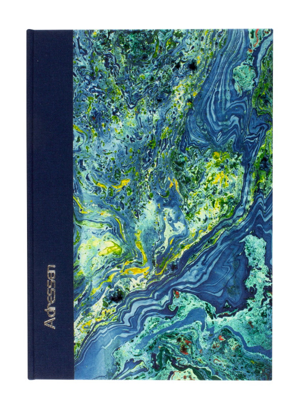 Adressbuch A5 Marmor blau/grün