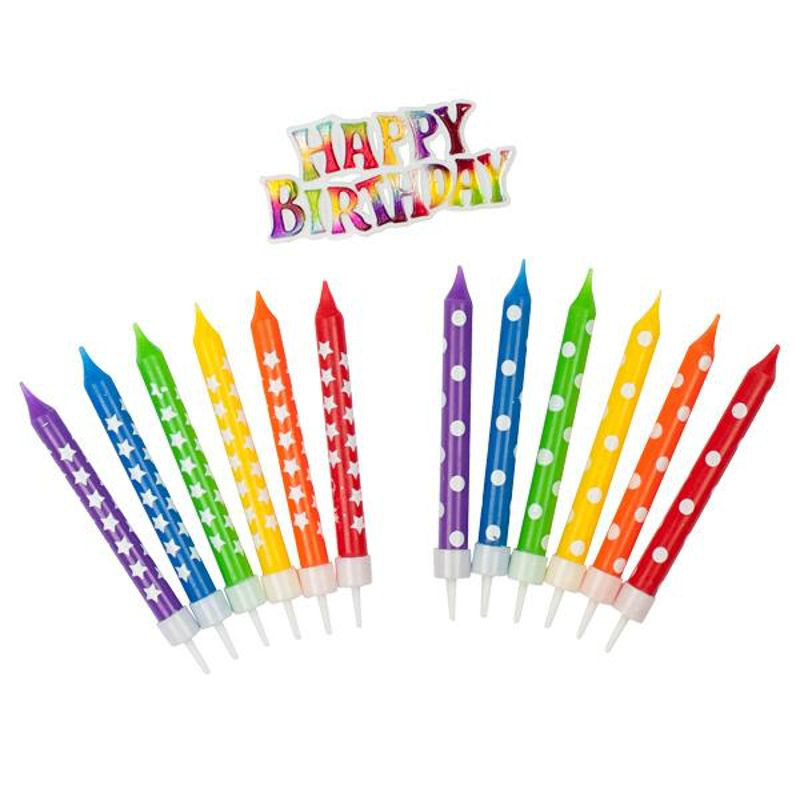Kerzen Geburtstag Rainbow 13tlg. sort.