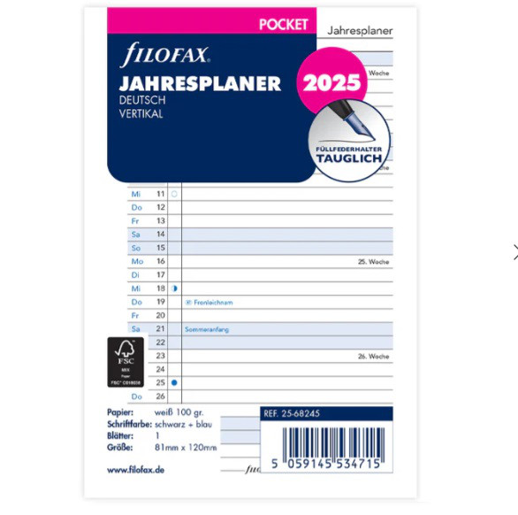 FILOFAX PO JAHRESPL.2025 DEUTSCH