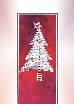 Weihnachtskarte 8918 rot mit Weihnachtsbaum